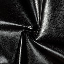 Ткань Дерматин (Кожзам) для мебели, цвет Черный (на отрез)  в Ессентуках