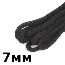 Шнур с сердечником 7мм, цвет Чёрный (плетено-вязанный, плотный)  в Ессентуках
